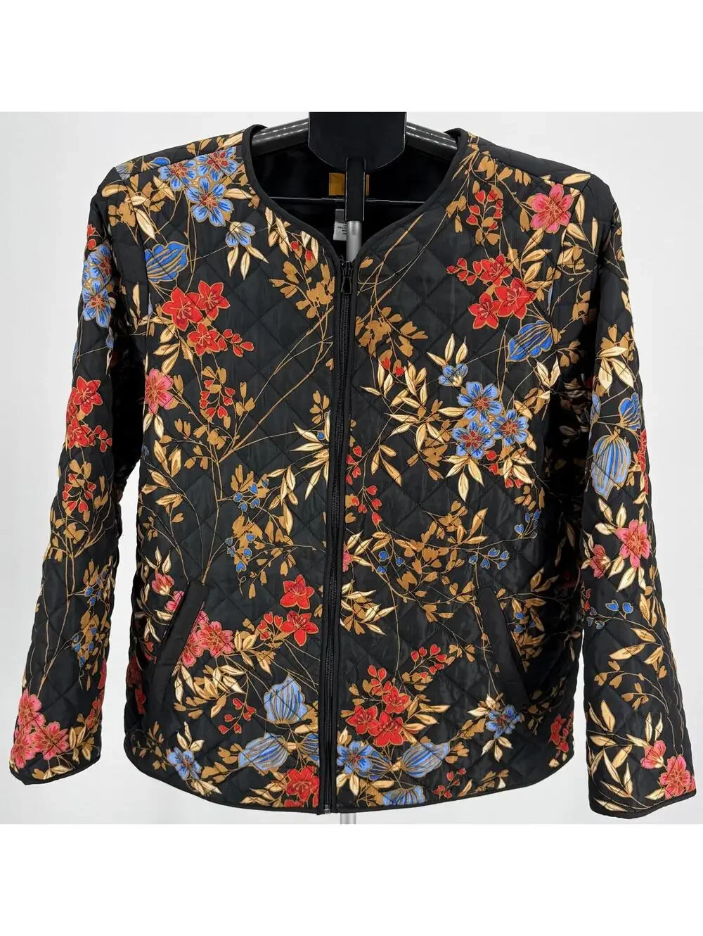 Ruby Rd. Floral Quilted Jacket Black Multicolor Size 16 - Picture 1 of 7